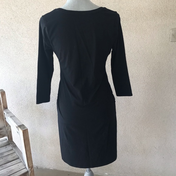 Black BumpStart Maternity Dress 3/4 Sleeve Med - Picture 4 of 8
